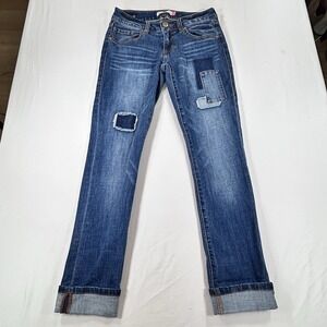 Cabi Jeans Slim Boyfriend Patchwork Womens Sz 00 Medium Wash Blue Denim Low Rise